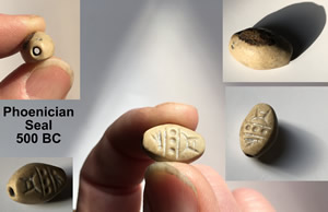500 BC Phoenician Seal in tan stone Seal used to press Image or identification