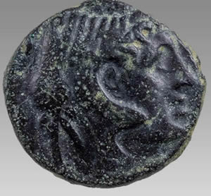 Ptolemy I Soter 305 BC bronze Obverse: Head_of_Alexander the Great wearing elephant scalp Reverse: PTOLEMAIOU BASILEWS with eagle standing wings open on a thunderbolt, EY Daniel 11:5 &ndash; &ldquo;Then the king of the south shall be strong&rdquo; 