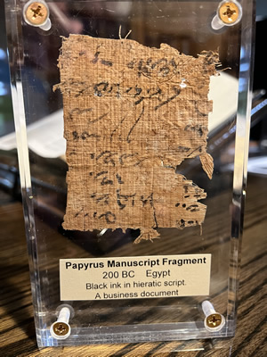 Hieratic script Papyrus Manuscript Fragment 200 BC, Egypt, Black ink on business document