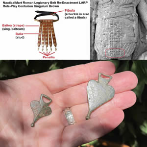 Pendants, or pensilia, worn on the Belt of a Roman Legionary that hung on the ends of the pteruges or leather strips 100-300 AD