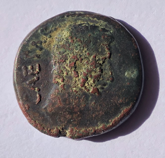 Coin of Ceasar Augustus minted 27 BC-14 AD