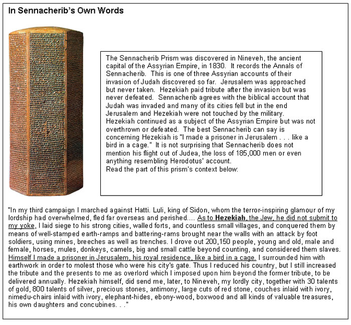 Sennecherib's Prism, Hezekiah