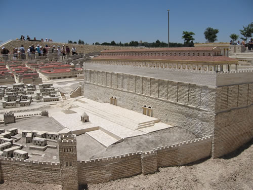 Steps by Huldah gate on the south side of the temple surrounded by mikva or ritual baths