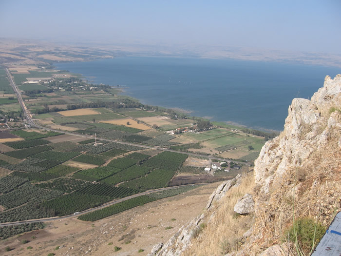 Sea of Galilee seen from top of Mount Arbel