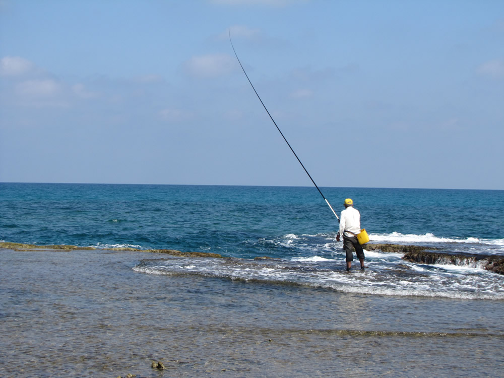 Mediterranean Sea by Caesarea Maritima Fisherman at Herod's Palace